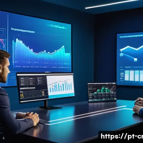 Home 32 신용분석사와 데이터 사이언스의 연계성 - A modern fintech office environment showcasing a diverse team of professionals analyzing credit risk...