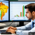 Home 23 신용분석사 실무에서 활용되는 주요 스킬 - A professional financial analyst in a modern Brazilian office environment, reviewing detailed credit...