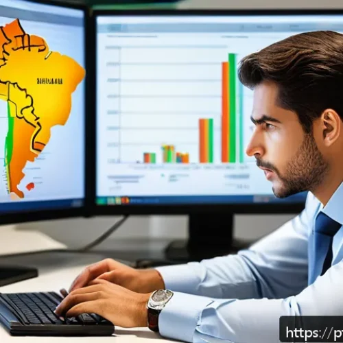 Home 17 신용분석사 실무에서 활용되는 주요 스킬 - A professional financial analyst in a modern Brazilian office environment, reviewing detailed credit...